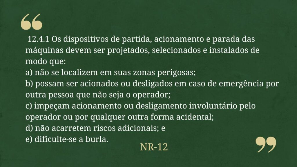 [NR-12] dispositivos de partida, acionamento e parada